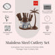 Peiroks 25 Pieces Stainless Steel Cutlery Set with Storage Box/Spoon Set/Spoon Stand for Kitchen and Dining Table (Contains: 6 Table Spoons, 6 Forks, 6 Soup Spoons, 6 Tea Spoons, 1 Stand) (Brown)