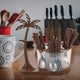 Peiroks 25 Pieces Stainless Steel Cutlery Set with Storage Box/Spoon Set/Spoon Stand for Kitchen and Dining Table (Contains: 6 Table Spoons, 6 Forks, 6 Soup Spoons, 6 Tea Spoons, 1 Stand) (Brown)