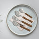 Peiroks 25 Pieces Stainless Steel Cutlery Set with Storage Box/Spoon Set/Spoon Stand for Kitchen and Dining Table (Contains: 6 Table Spoons, 6 Forks, 6 Soup Spoons, 6 Tea Spoons, 1 Stand) (Brown)